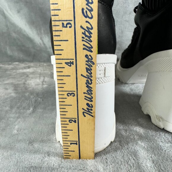 Sorel Womens boots 8.5 Brex Black leather Faux shearling block heel lace-up boot - Picture 15 of 16